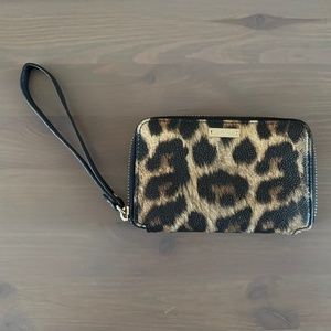 Kate Spade Leopard print phone wallet wristlet